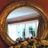 Large oval Victorian gilt floral mirror for a New Jersey home.