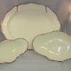 Trio of Wedgwood creamware dishes - platter & 2 dessert dishes- with a puce edge.c.1790-1800